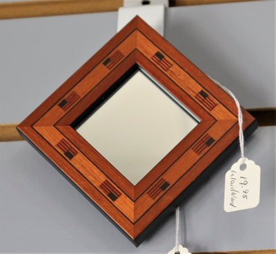 3 3/8" x 3 3/8" Square Wood/Flag Patterned Micro-Mirror