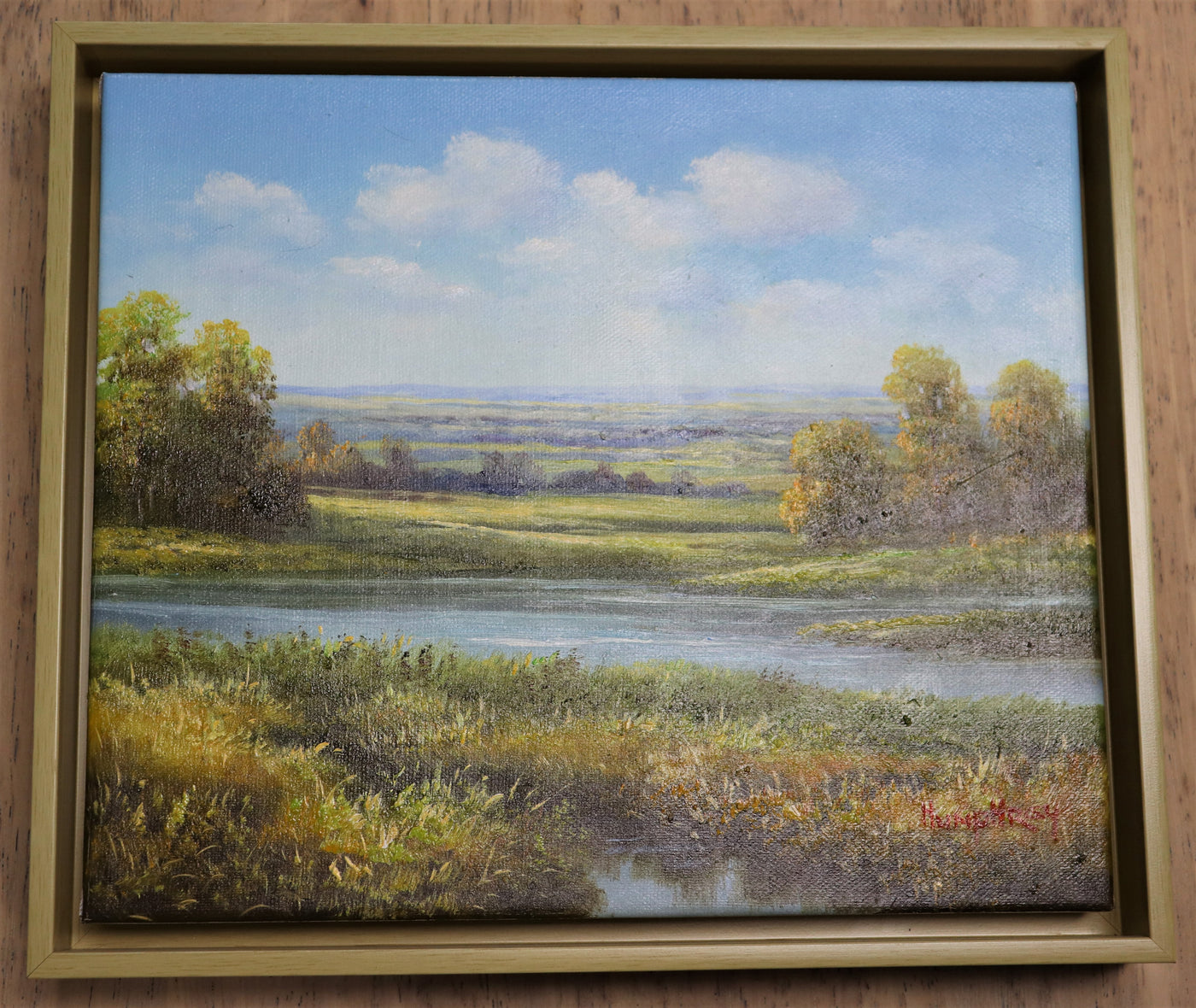 Soft Meadow Landscape- Painting on Canvas Signed by Artist
