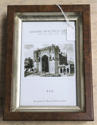 4" x 6" Wood/Silver Photo Frame- Maxxi