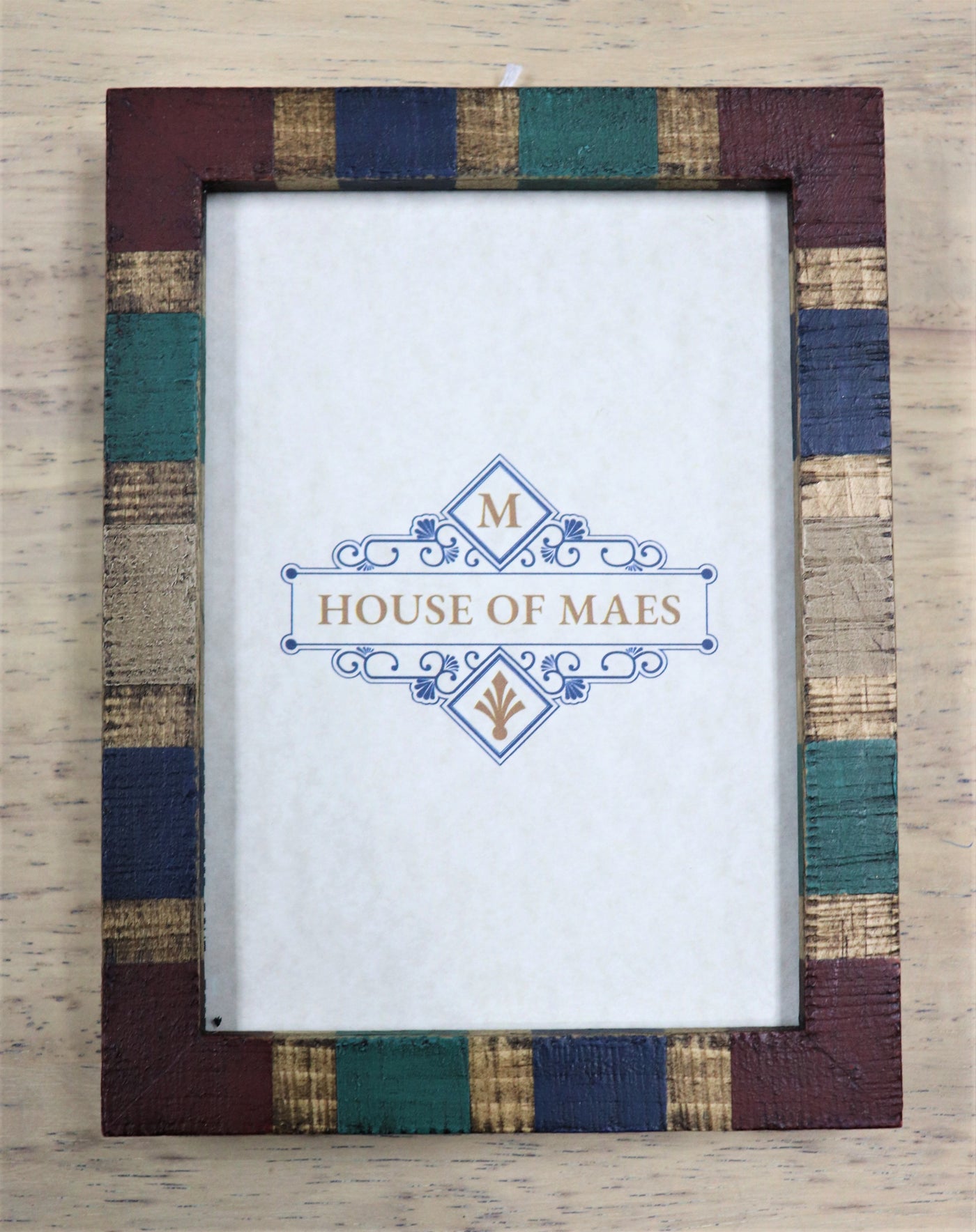 5" x 7" Red/Blue/Green/White Museum Glass Photo Frame- House of Maes
