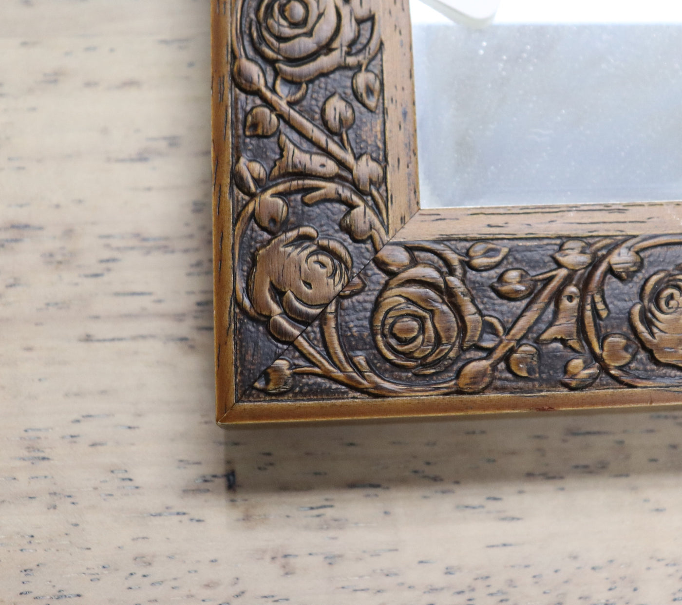 4 3/4" x 4 3/4" Square Wood/Floral Micro-Mirror