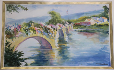 Bridge of Flowers- Watercolor Painting Signed by Artist